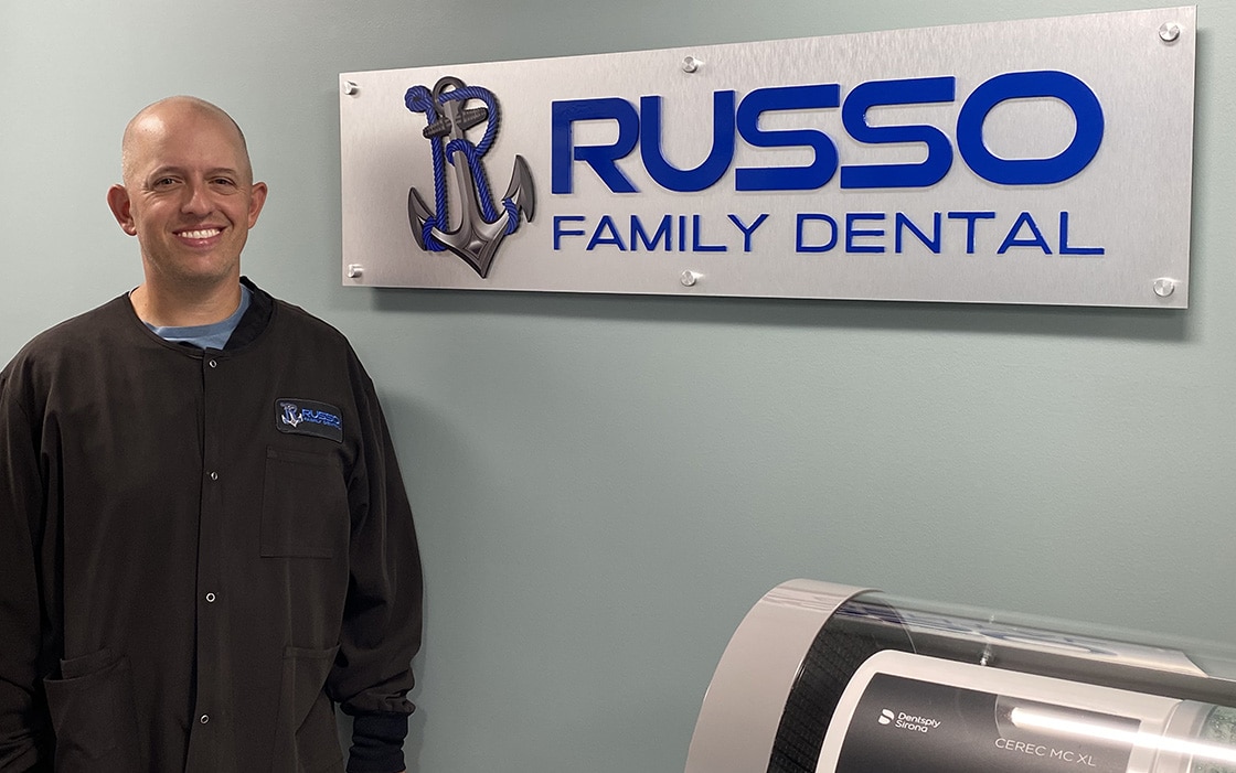 Dr. Russo with Cerec machine